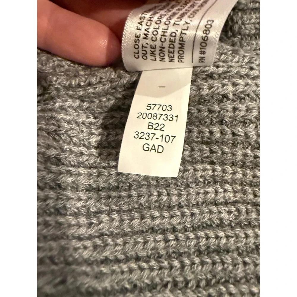 Duluth Trading Co Mens Gray Cotton Waffle Knit Shawl Collar Cardigan Sweater L
